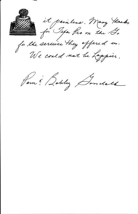 Pam and Bobby G. letter page 2