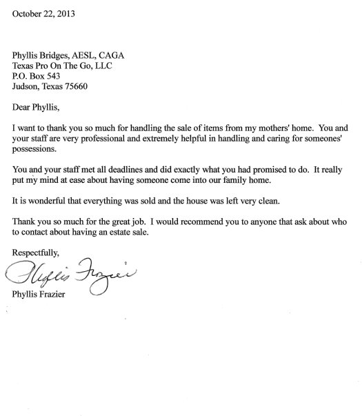 Phyllis F. letter